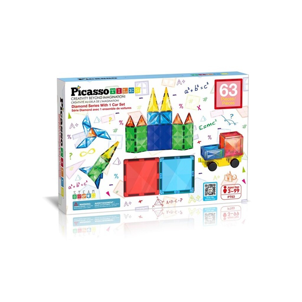 PicassoTiles Diamond Series Magnetic Tiles set 63pcs building set