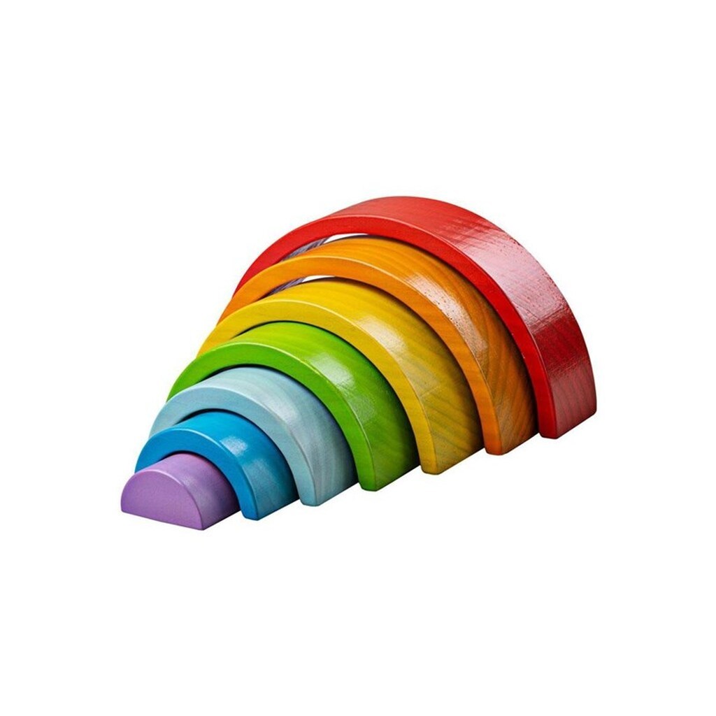 Bigjigs Small Wooden Rainbow Stacking Game 11 pieces.