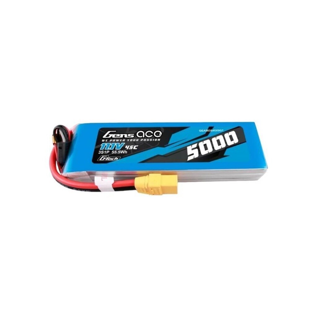 Gens ace &amp;Tattu G-Tech 5000mAh 11.1V 45C 3S1P lipo battery with XT90 Plug
