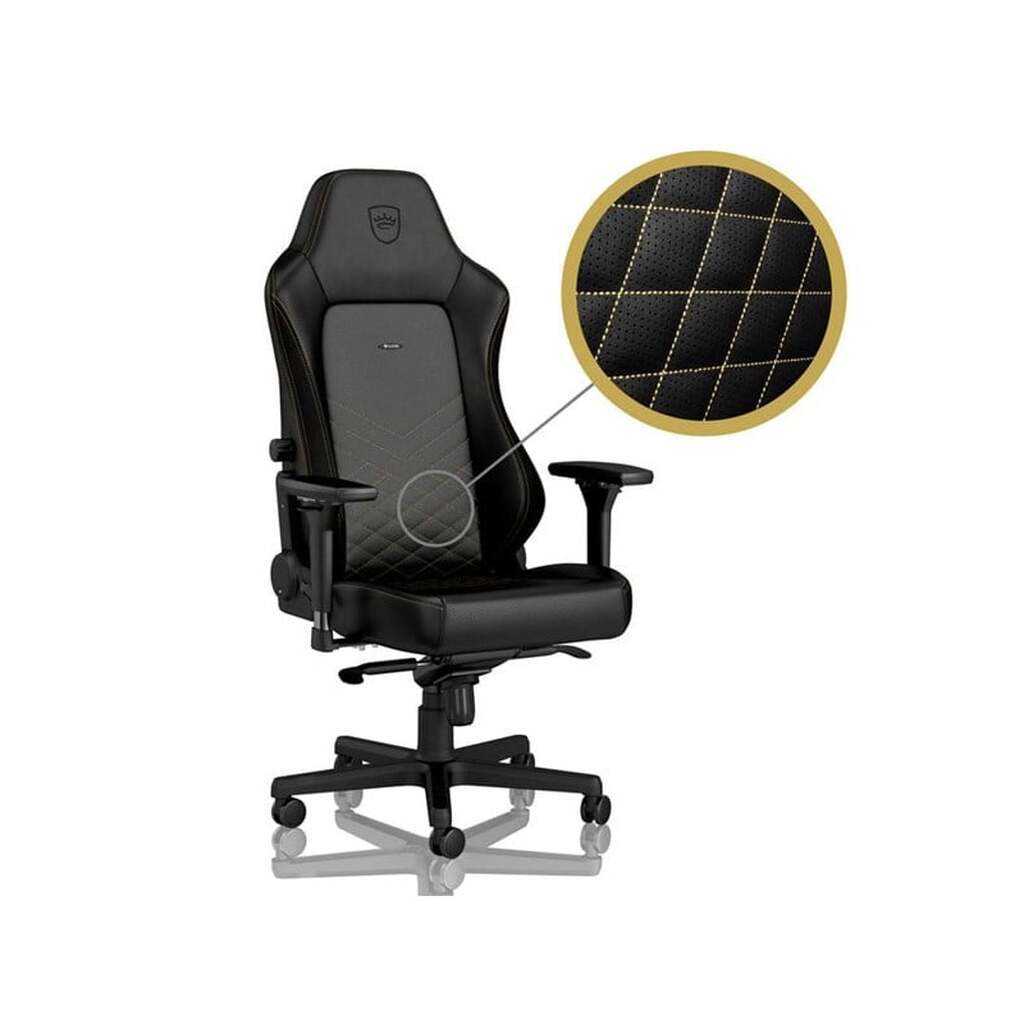 noblechairs HERO Gaming Chair - Black/Gold Gamer Stol - Sort / Guld - PU Læder - Op til 150 kg