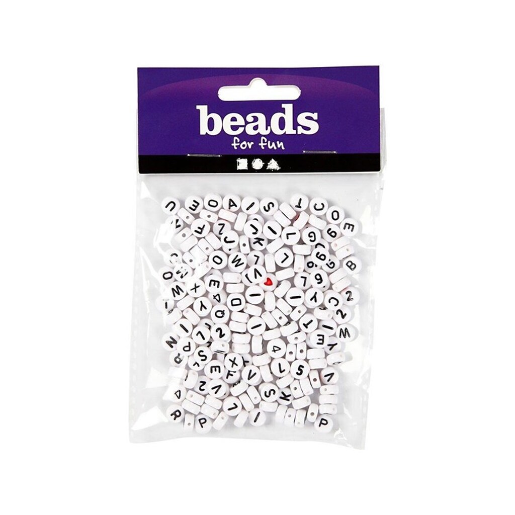 Creativ Company Letter beads White 7mm 200pcs.