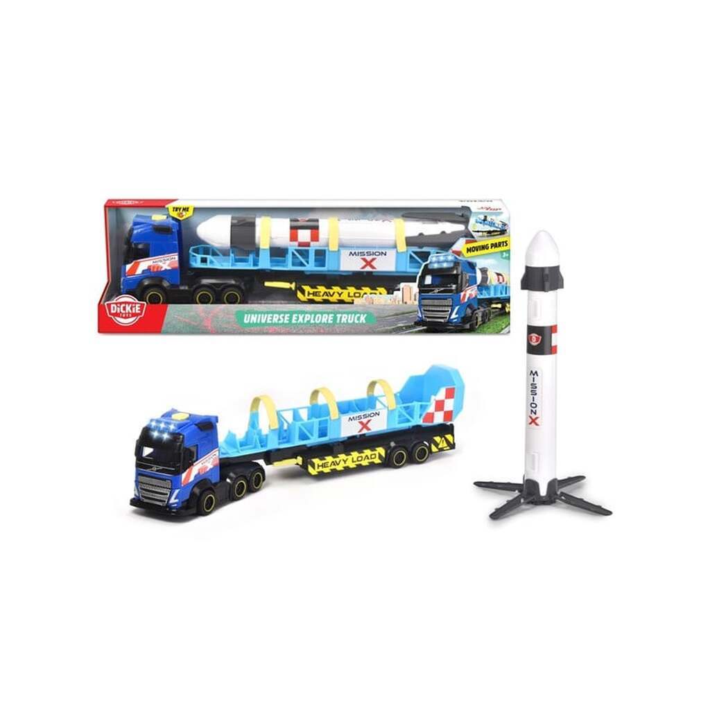 Dickie Volvo Lastbil med Anhænger + Rumraket