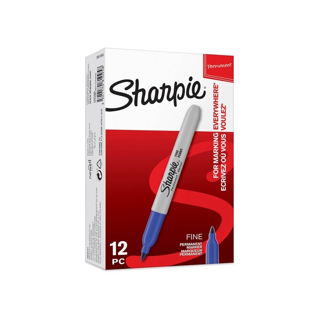 Sharpie Permanent Markers | Fin spids | Blå | 12 styk