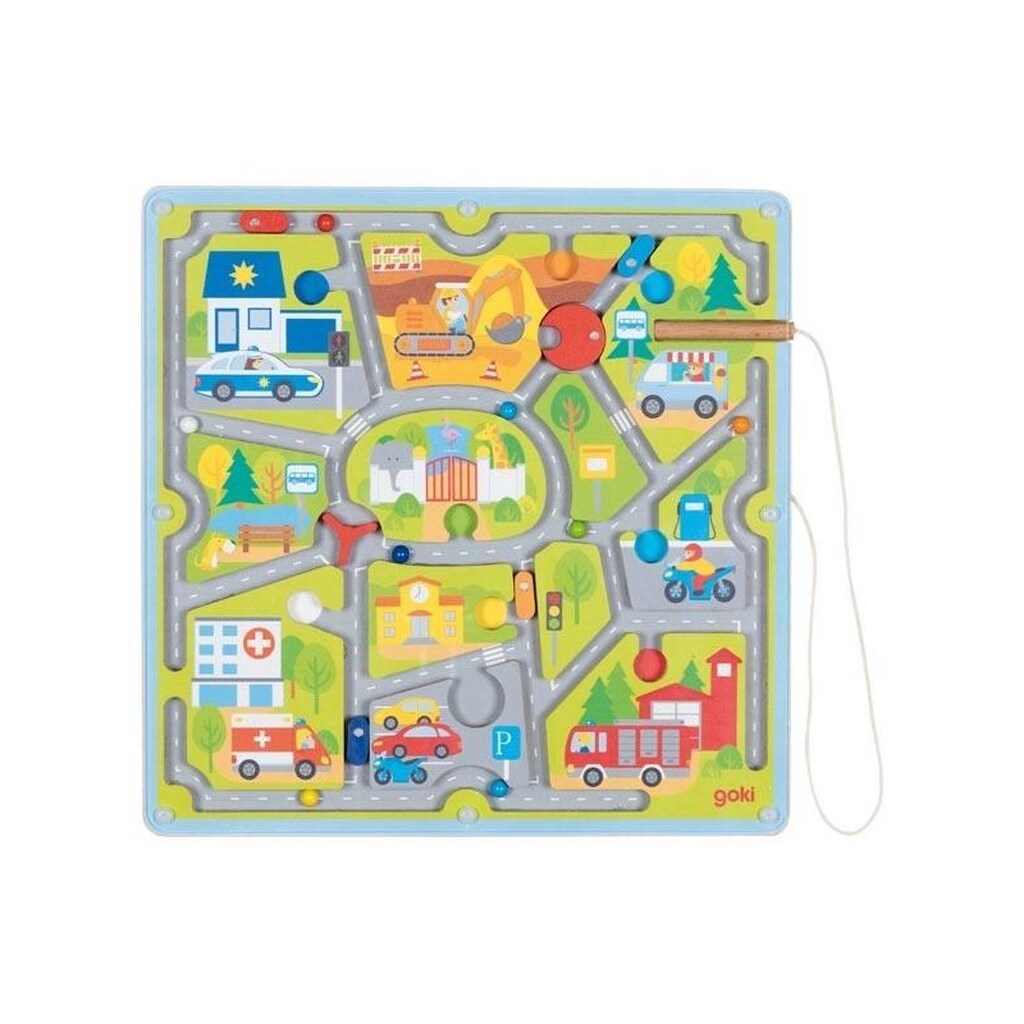Goki - Wooden Magnet Maze Small Town