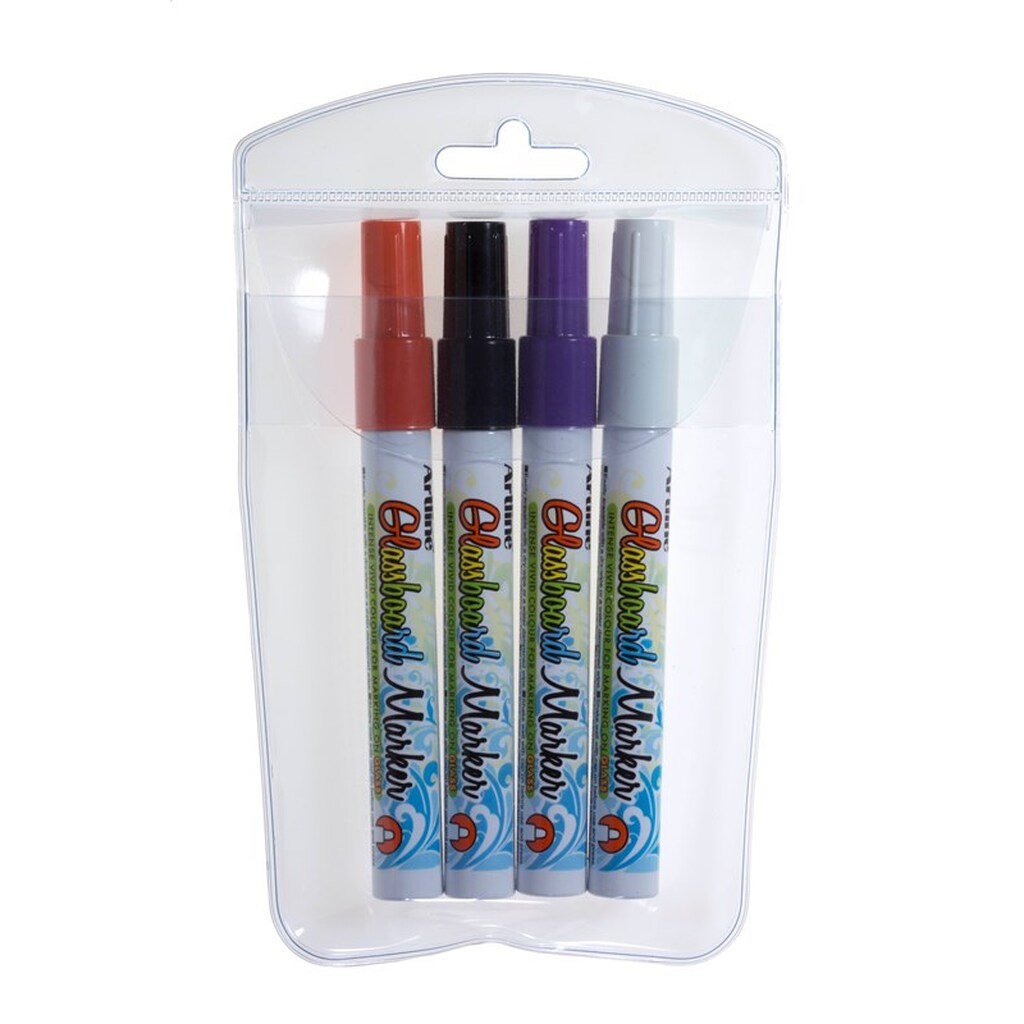 Artline EPG-4/4W1 Glassboard Marker set White Black Viol