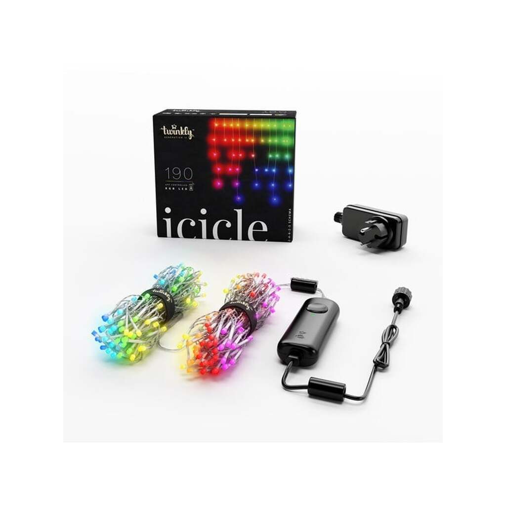 Twinkly Icicle - 190 App-Controlled RGB LEDs. Clear Wire.