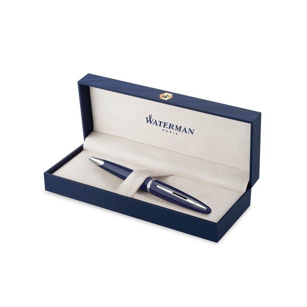 Waterman Carene, Kuglepen, Blålakeret med Palladium beklædning, Medium Spids, Blåt Blæk, Gaveæske