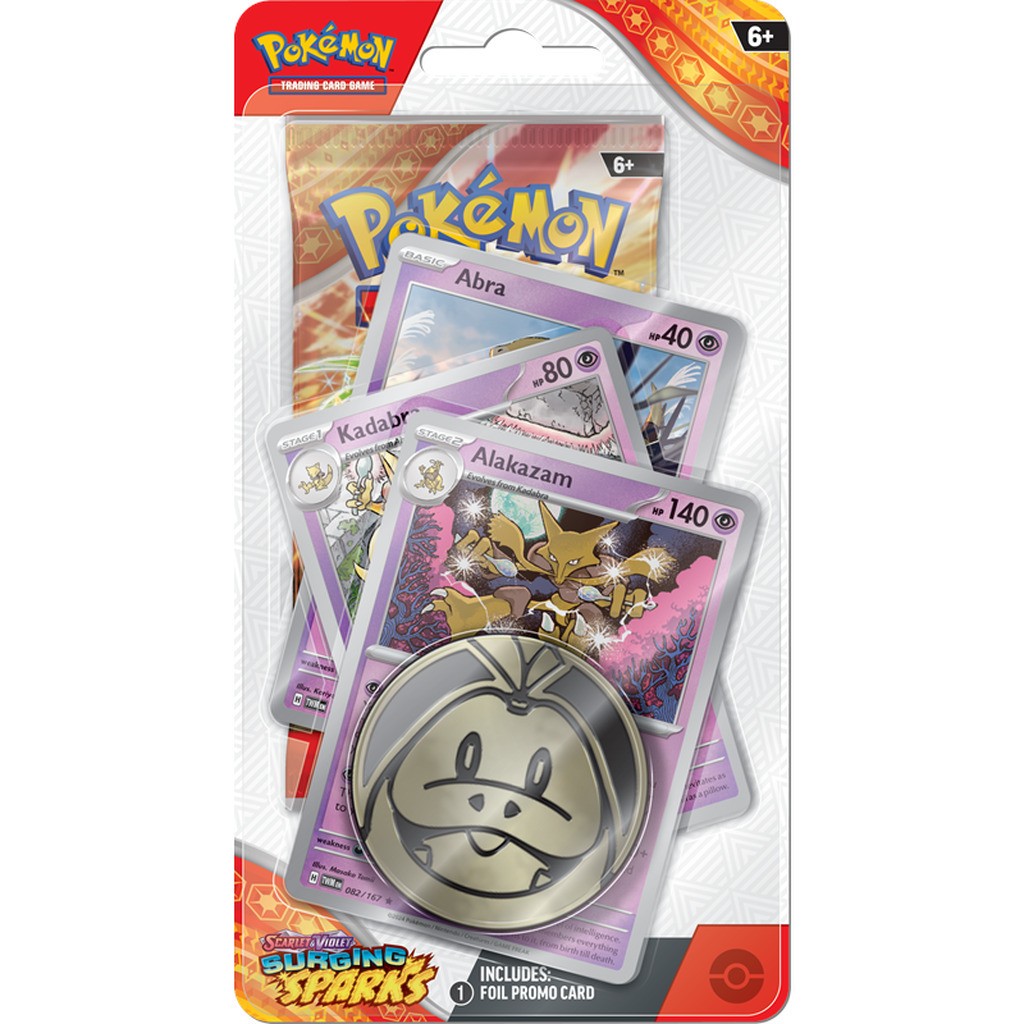 Pokemon TCG Booster with Coin and 3 Promo Cards - Scarlet &amp; Violet Surging Sparks
