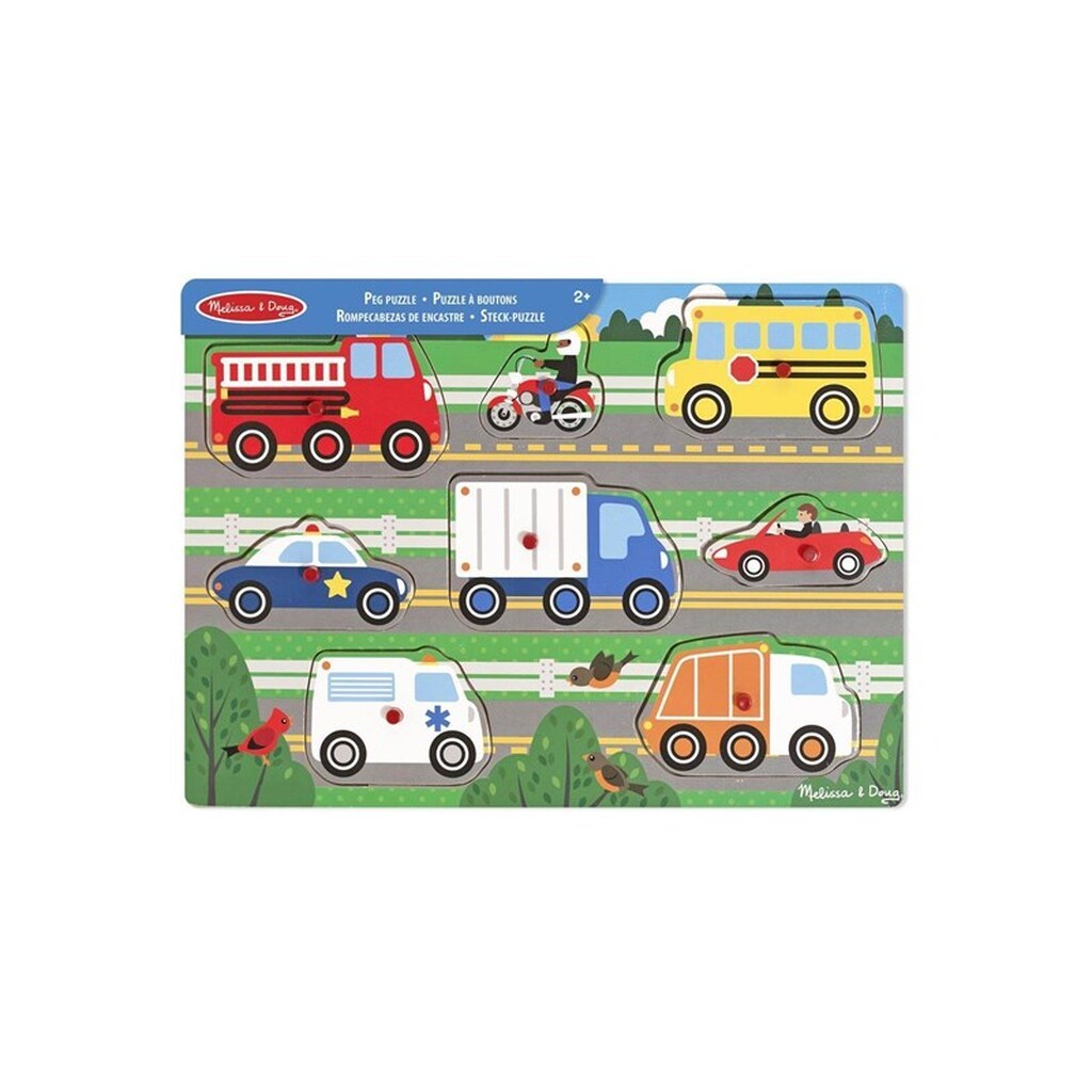 Melissa &amp; Doug Wooden Peg Puzzle Vehicles