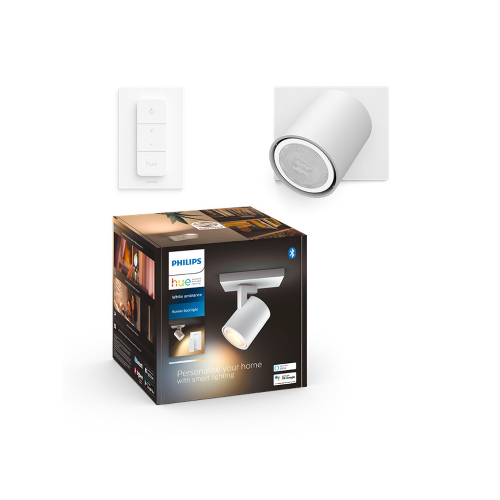 Philips Hue Runner Enkelt Spot - Hvid - med Dimmer Switch
