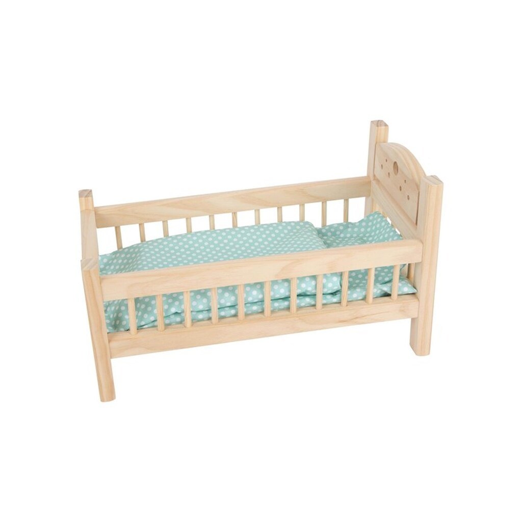 Small Foot - Wooden Doll Bed Natural with Bedding. 4ldg.