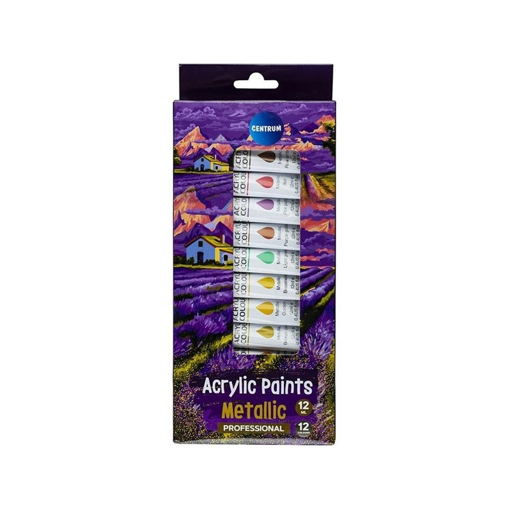 CENTRUM Acrylfarver. 12 tuber á 12 ml.