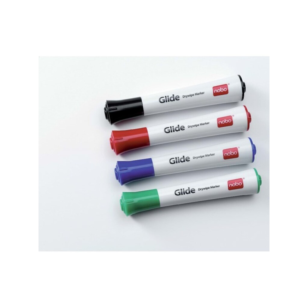Nobo Whiteboard markere,  Glide Dry Wipe (assorteret 4 stk.)