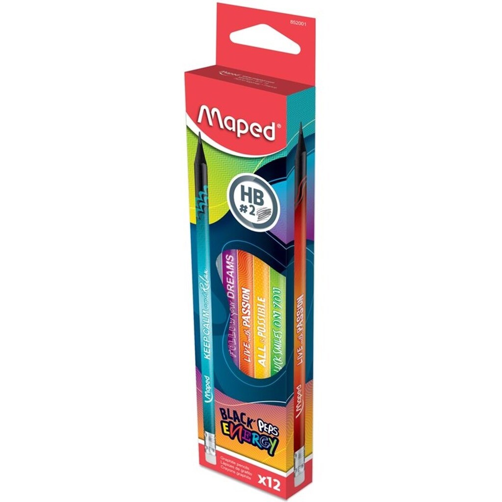 Maped Blackpeps skoleblyant, Energy, HB. Æske med 12 stk.