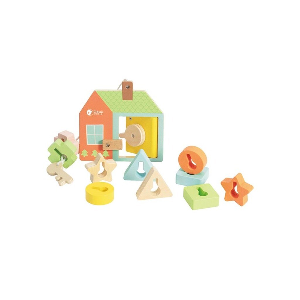 Classic World Wooden Lock Opening Shape Game 11 pcs.