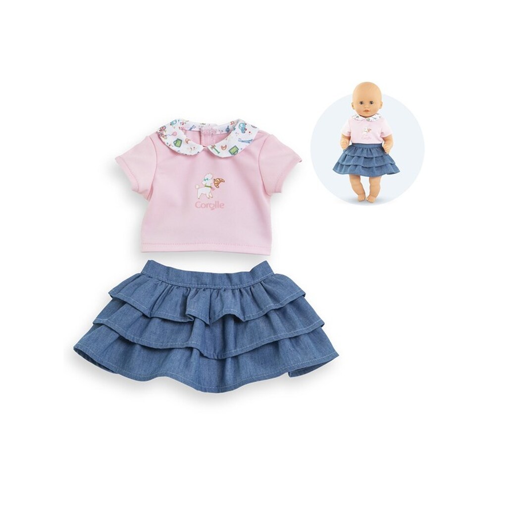 Corolle Skirt with Ruffles and T-Shirt for Baby Doll 30cm