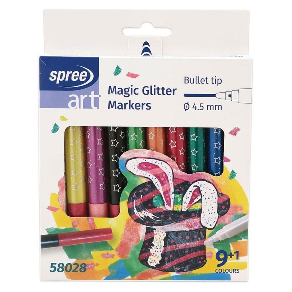 SPREE Magic Markers Glitter 9+1 farver