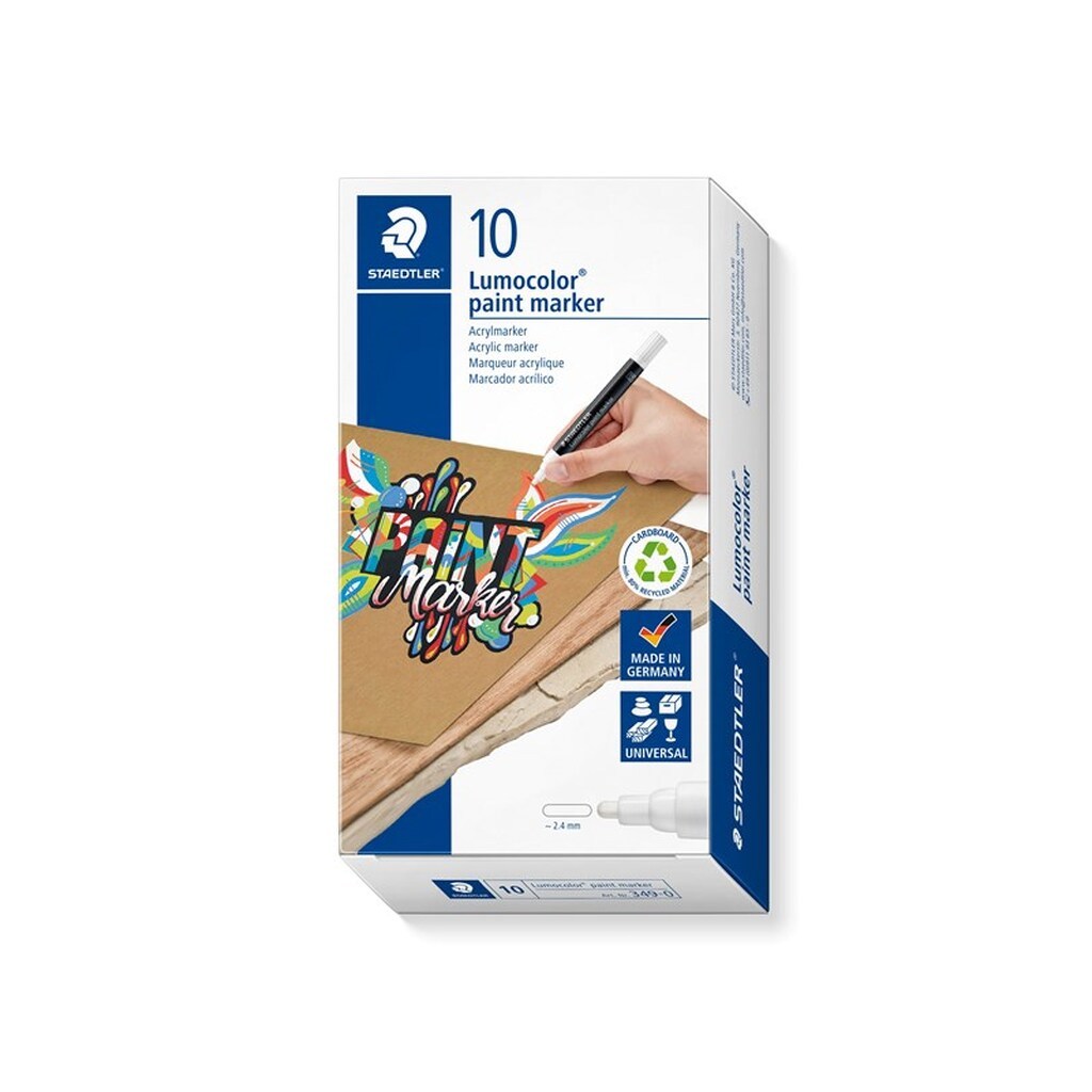 Staedtler LUMOCOLOR PAINTMARKER 10 stk HVID