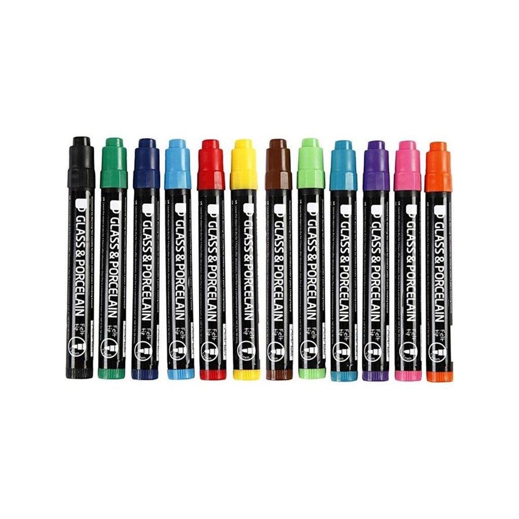 Creative Company Glass and Porcelain Pen - 12 pcs. Semi Opaque