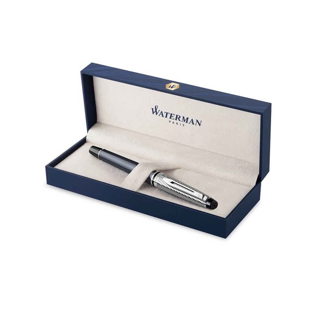 Waterman Expert Deluxe | Fyldepen | Metal- og stengrå lak med palladiumbelagt trim | Palladium Fin Nib | Gaveæske