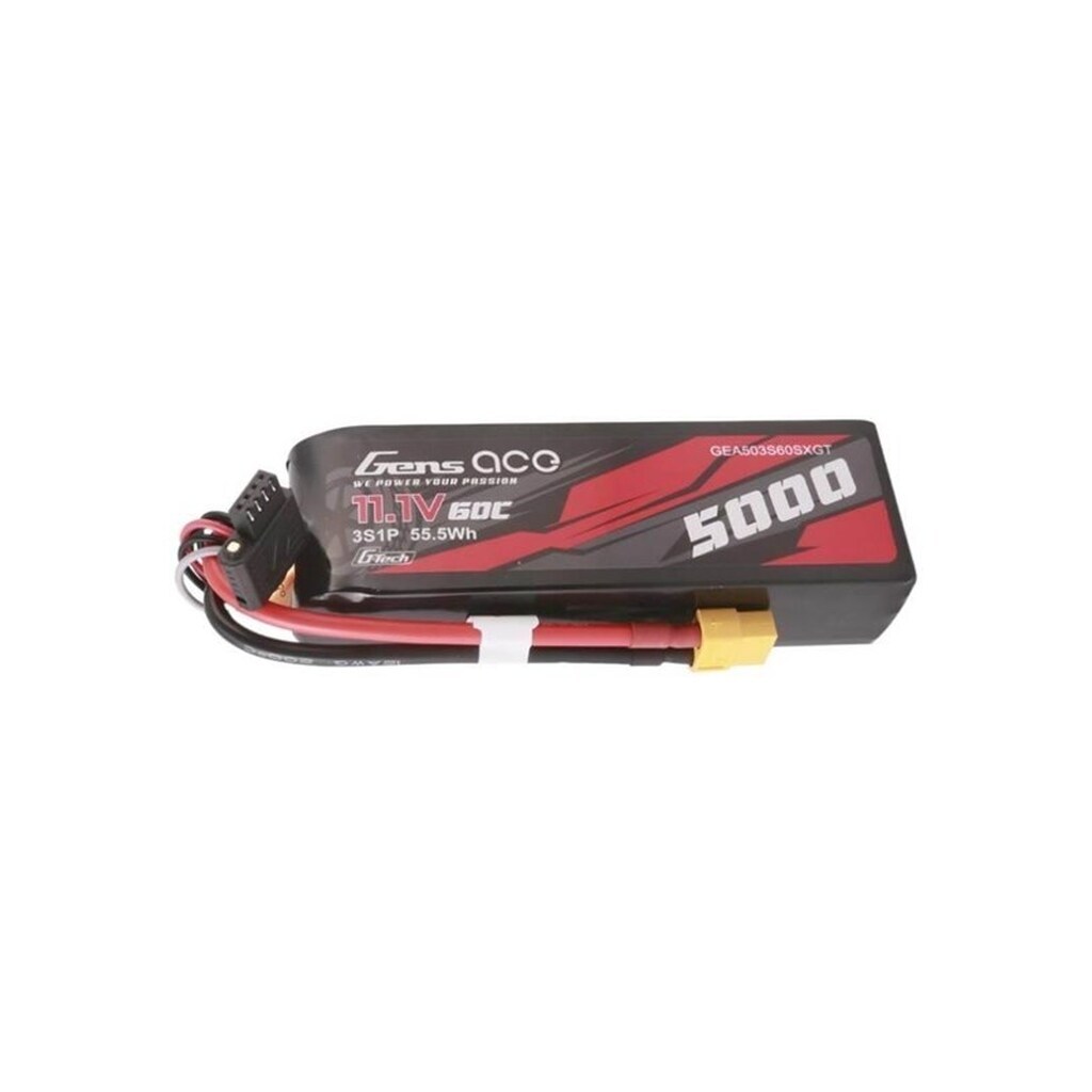 Gens ace &amp;Tattu G-Tech 5000mAh 11.1V 60C 3S1P Short-Size Lipo With XT60 Plug