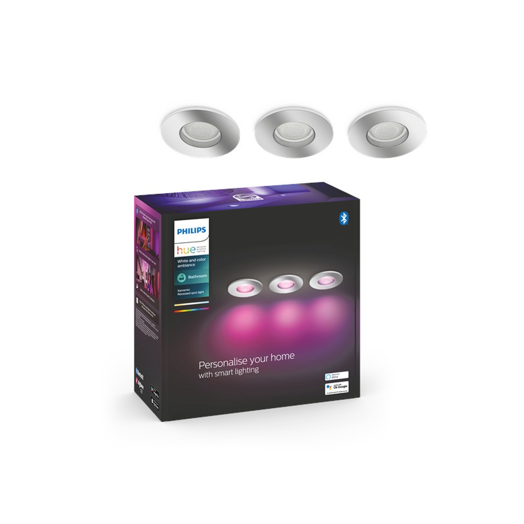Philips Hue Xamento Indbygningsspot til badeværelse - Krom - 3-Pak