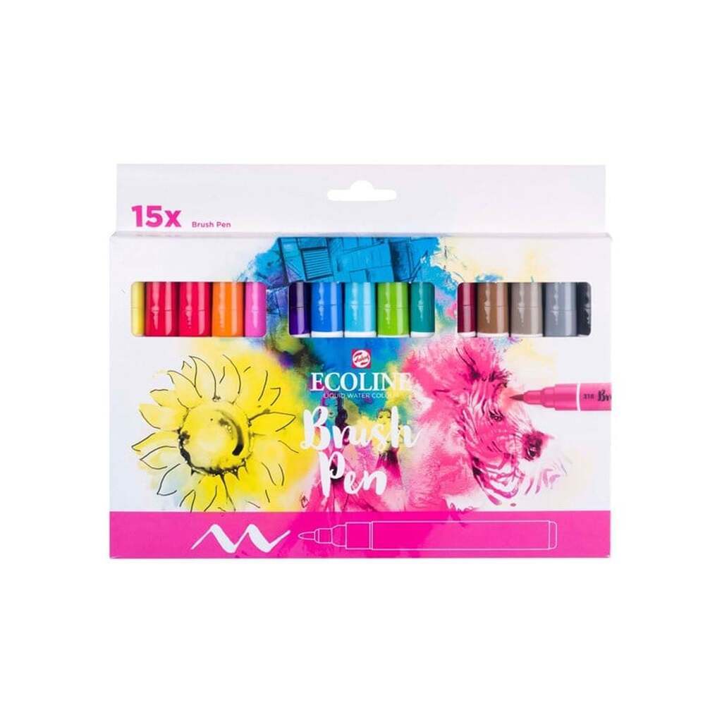 Bruynzeel Ecoline Brush Pen Set 15 Colors