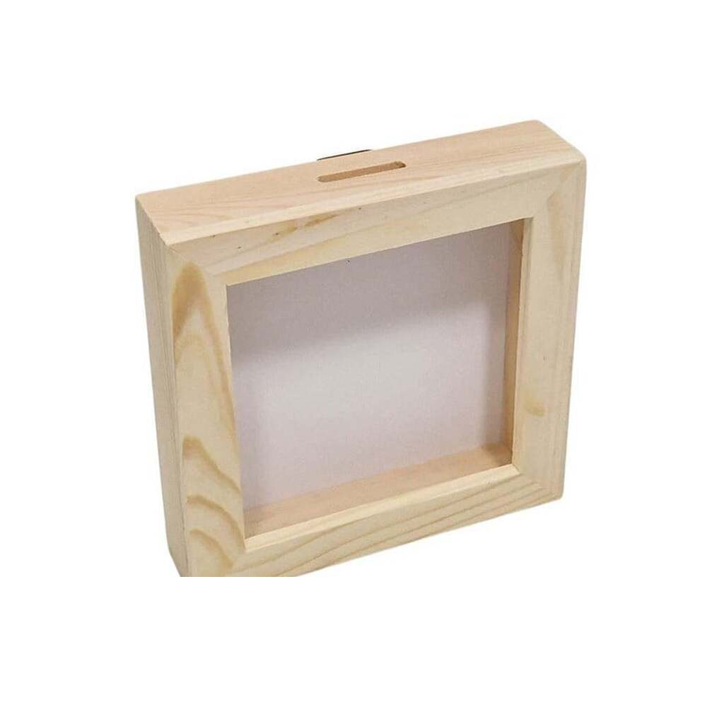 Playwood Wooden Money Box Plexiglass with White Back Small