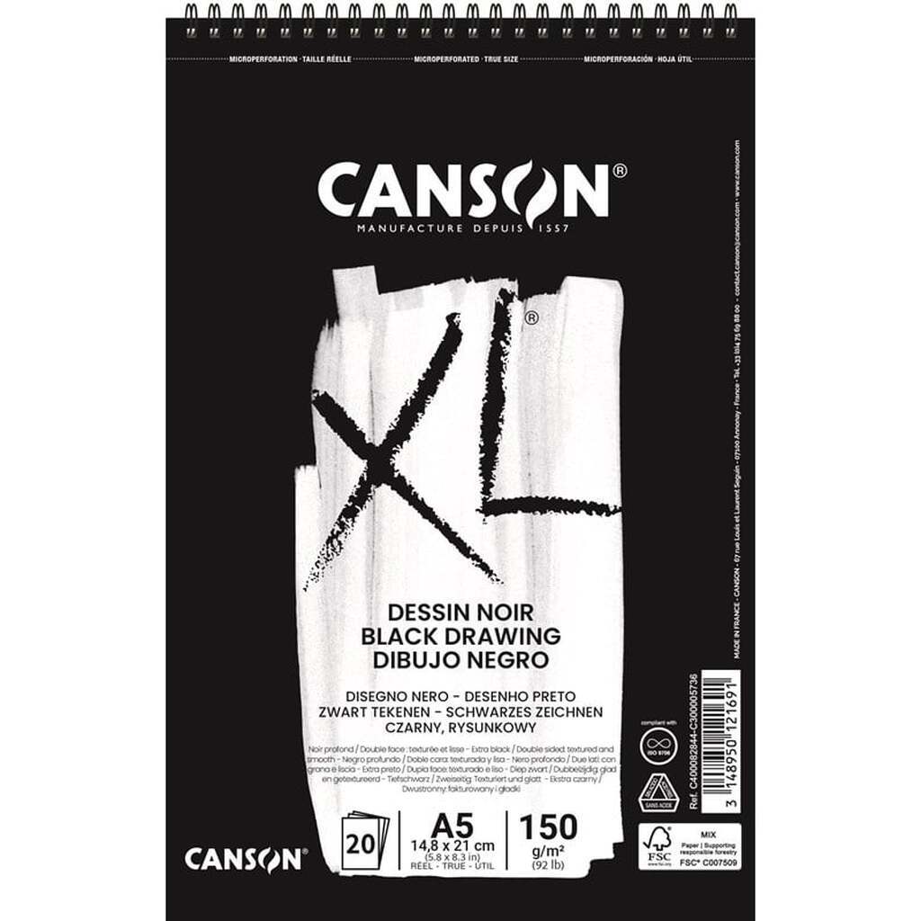 Canson XL Dessin Noir DS A5 150G Spiral 20 SH