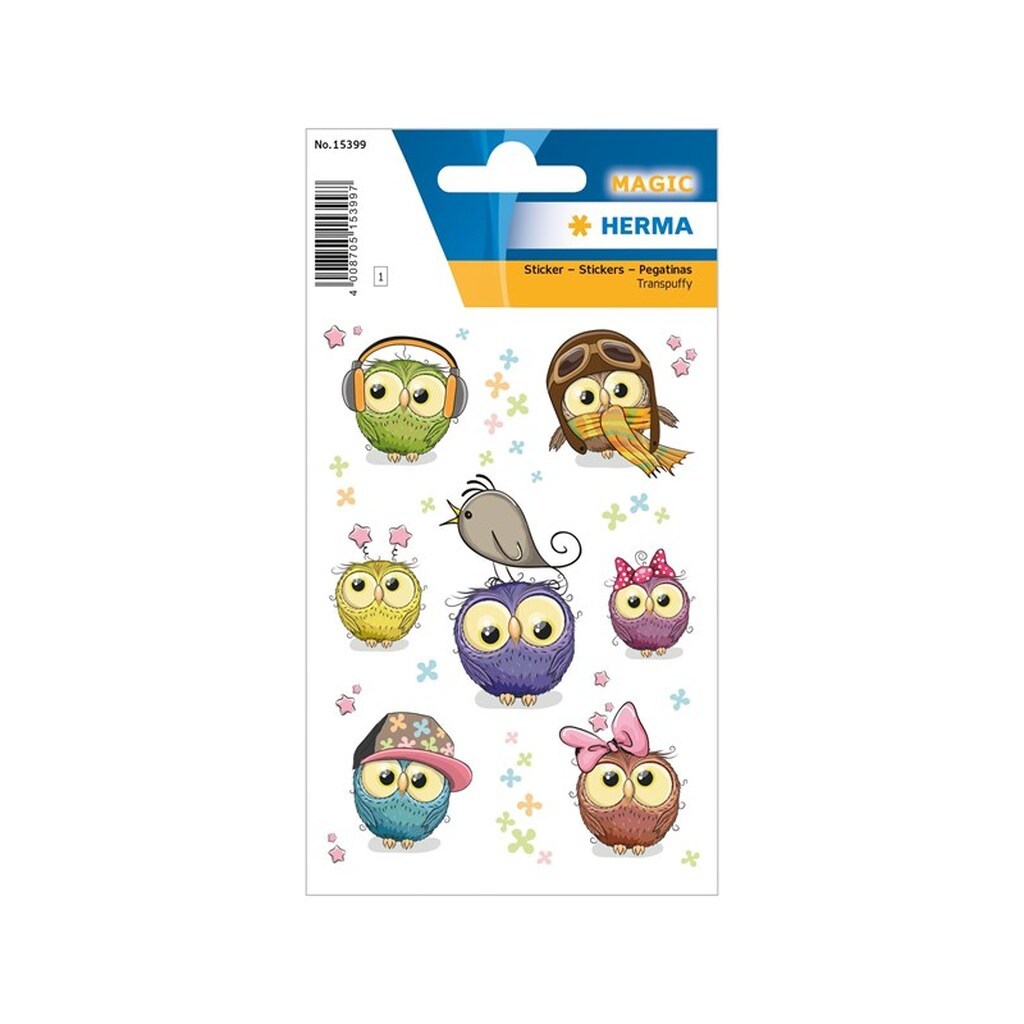HERMA Stickers cute owls Transpuffy