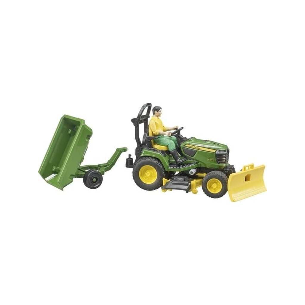Bruder Bworld John Deere Lawn Tractor with trailer and gardener