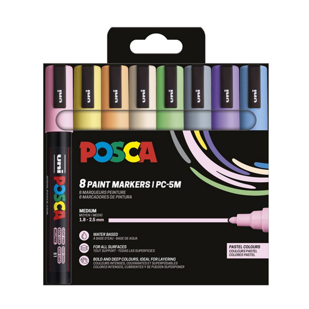 POSCA marker sæt PC-5M 8 ass. Pastel farver