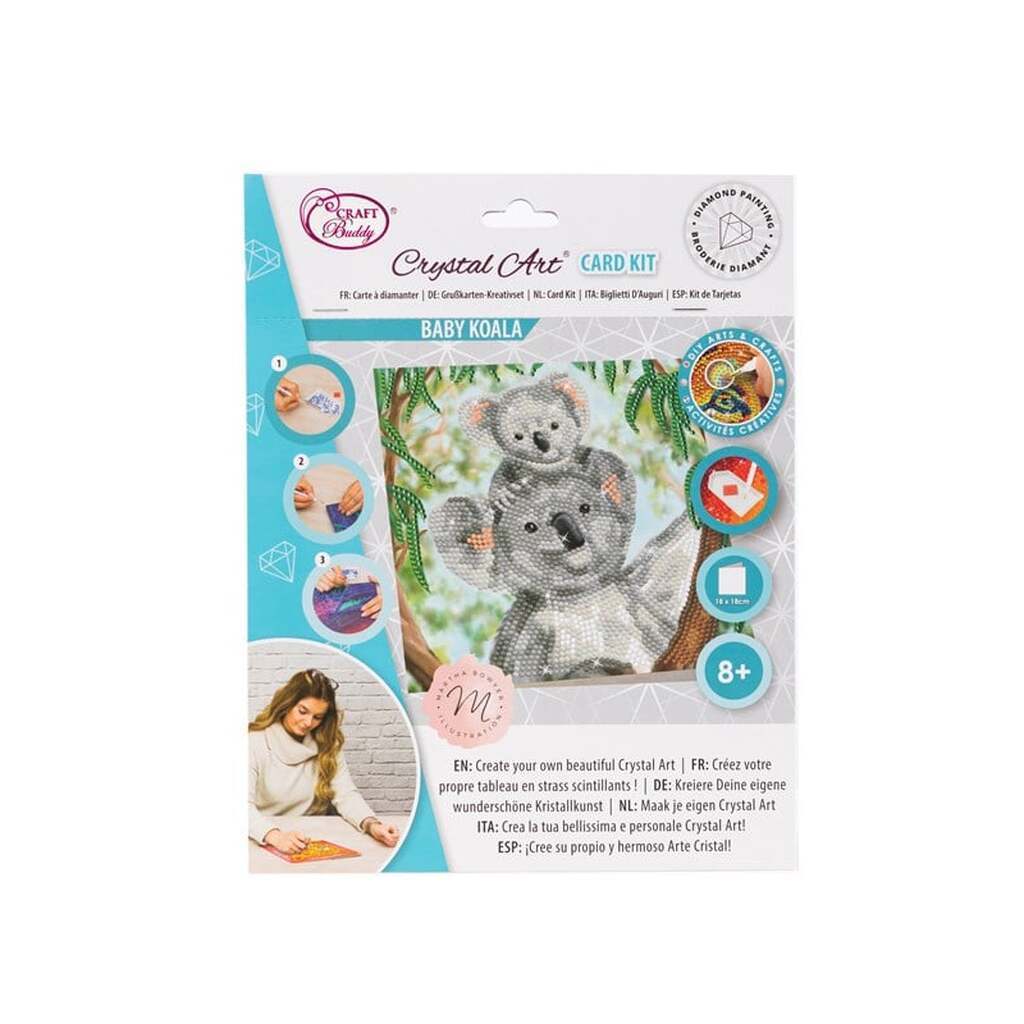 Craft Buddy Koala Cuddles 18x18cm Crystal Art Card