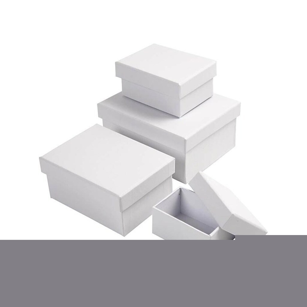 Creativ Company - Rectangular Boxes White with Lid 4 pcs.