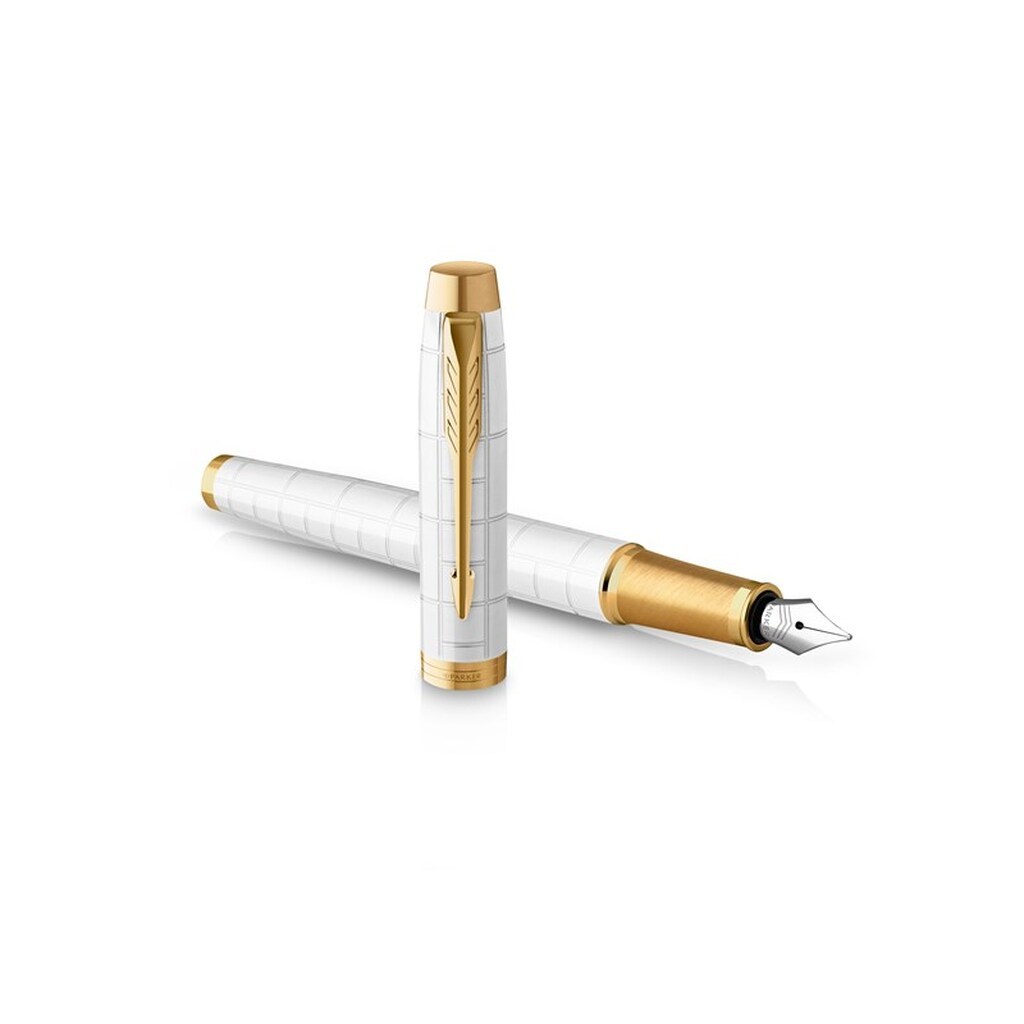Parker IM premium perle med detaljer i guld, fyldepen