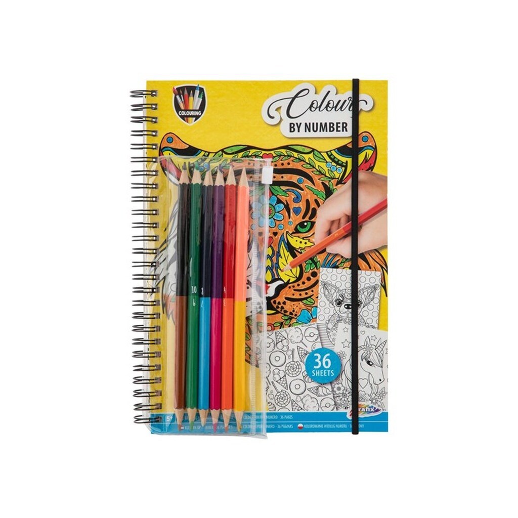 Grafix Color by Number Coloring Book with Crayons.