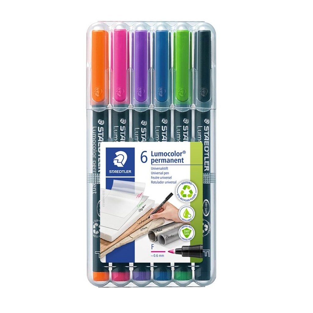 Staedtler Lumocolor Perm F 0,6mm 6 ass./boks