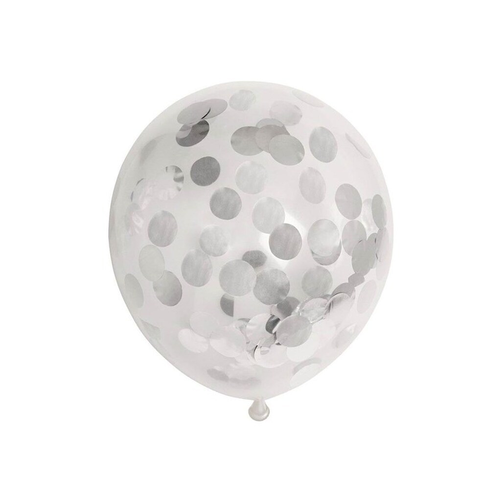 Globos Confetti Balloons Paper Confetti Metallic Silver 30cm 6pcs.