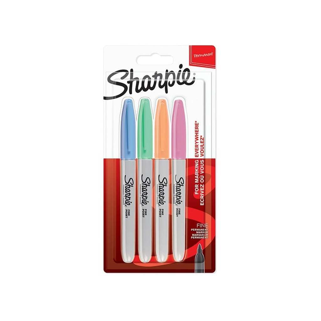 Sharpie Permanent Markers | Fin spids | Pastelfarver | 4 styk