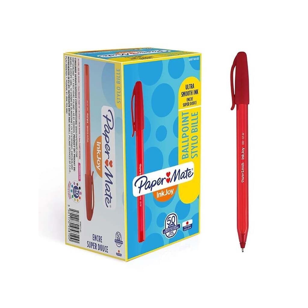 Paper Mate InkJoy 100ST Ballpoint Pens | Medium spids (1,0 mm) | Rød | 50 styk