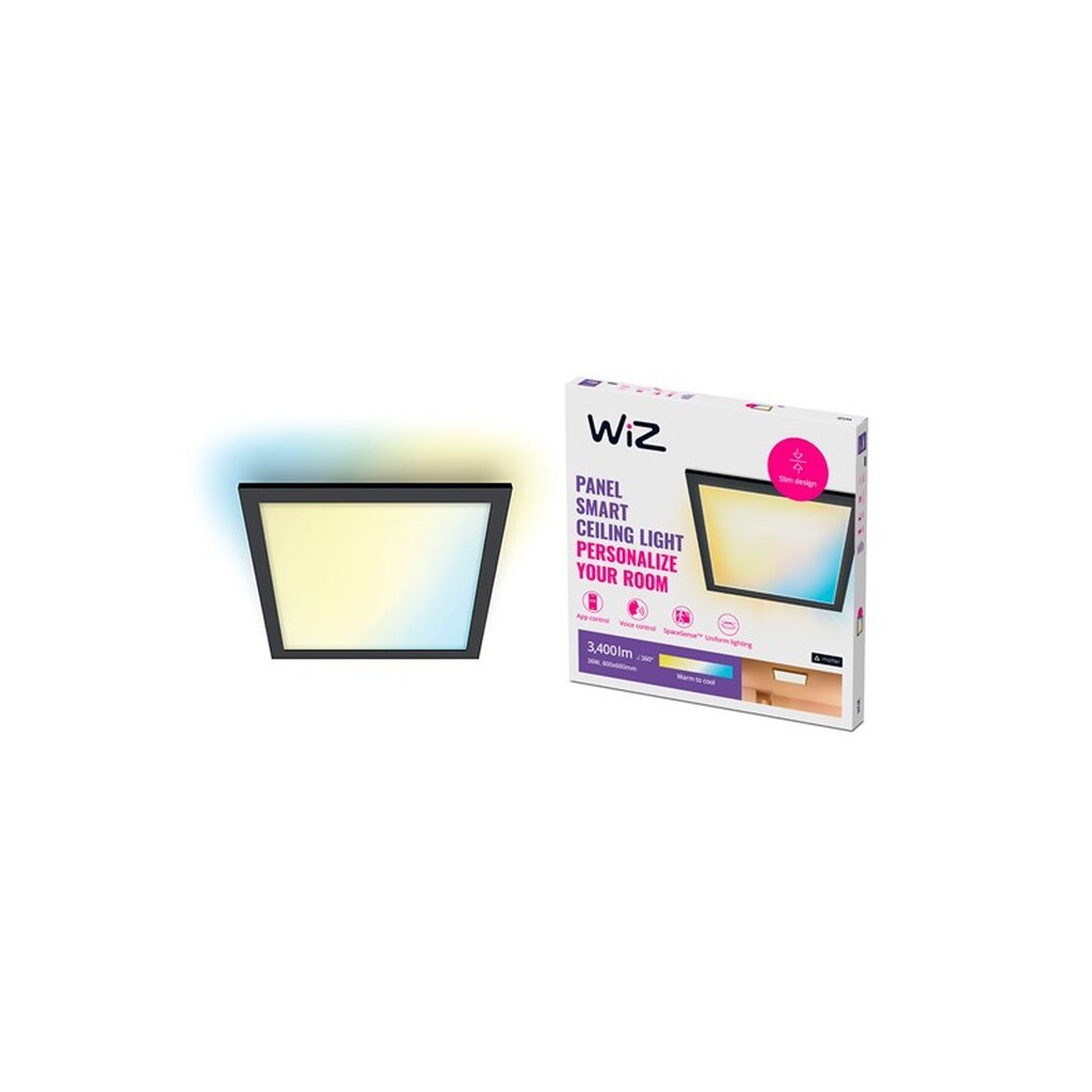 WiZ Smart Firkantet Loftspanel, 36W, Justerbar hvidt &amp; Dæmpet lys, Sort
