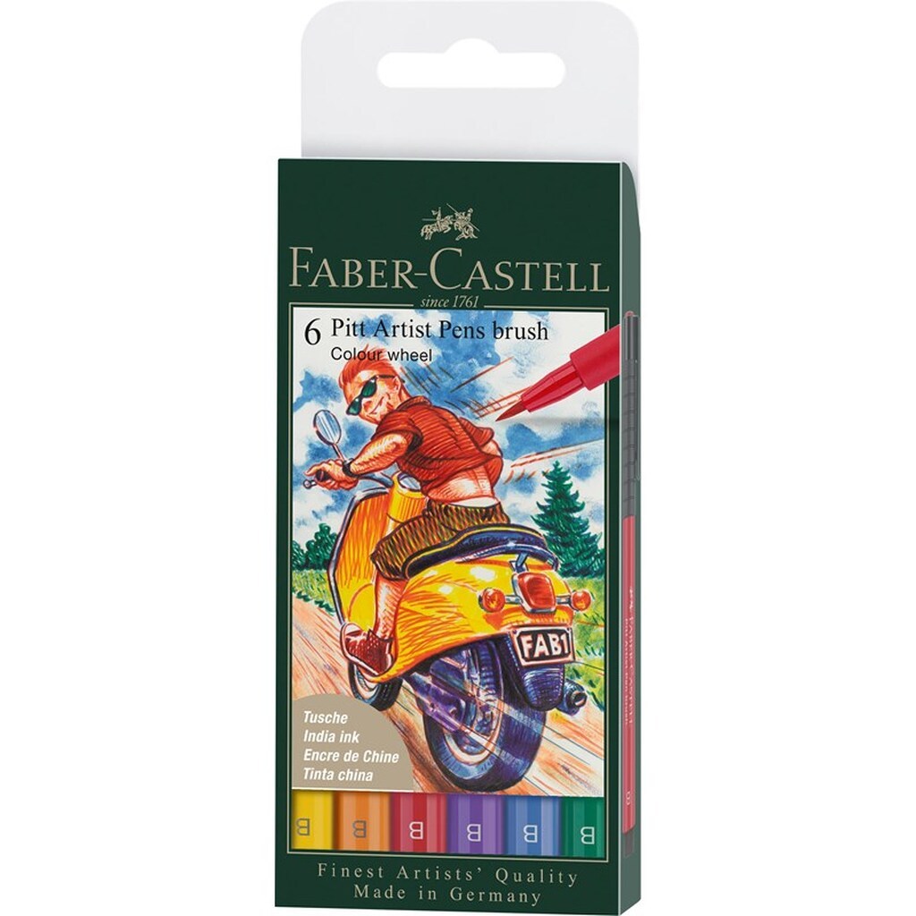 Faber-Castell Pitt artist pen B Colour wheel 6 ass