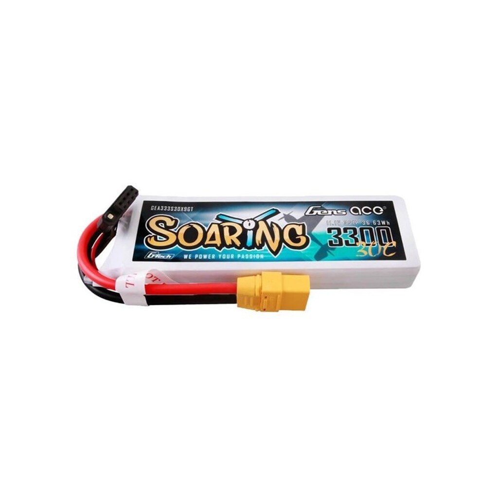 Gens ace &amp;Tattu G-Tech Soaring 3300mAh 11.1V 30C 3S1P Lipo Battery Pack with XT90 plug