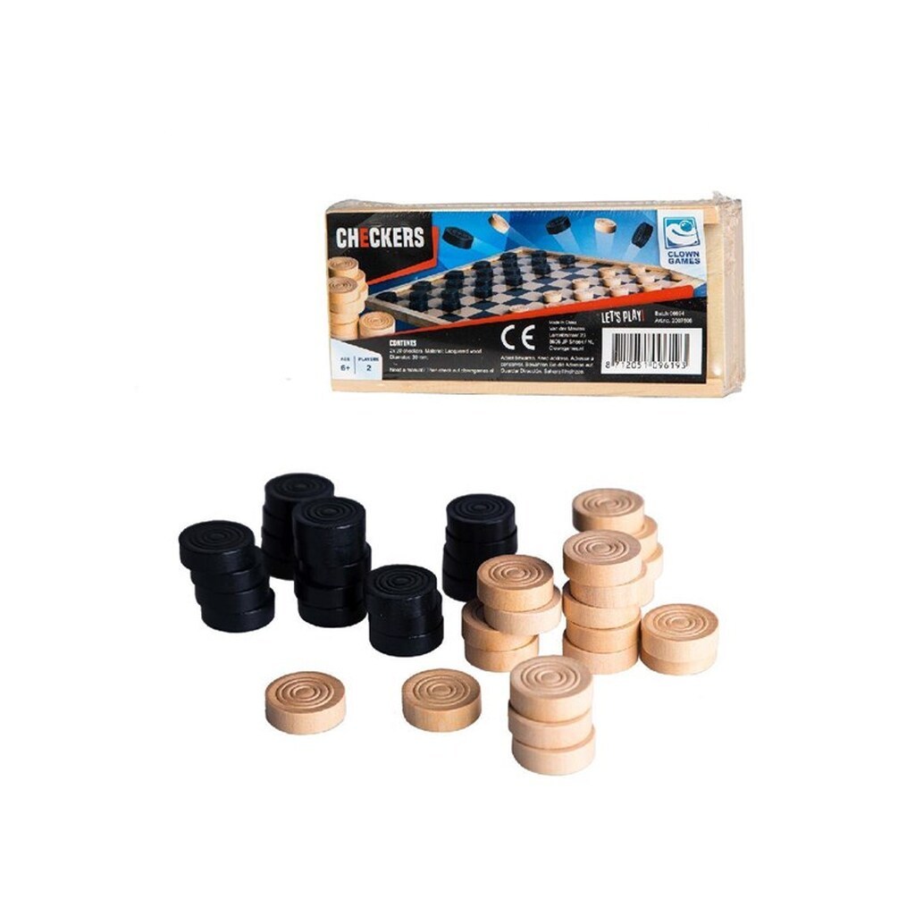 Clown Games Checkers Wood