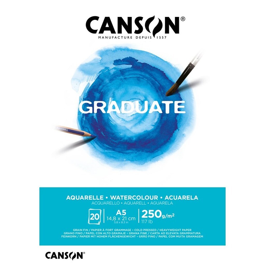 Canson Graduate Watercolour Pad A5 250G 20 SH