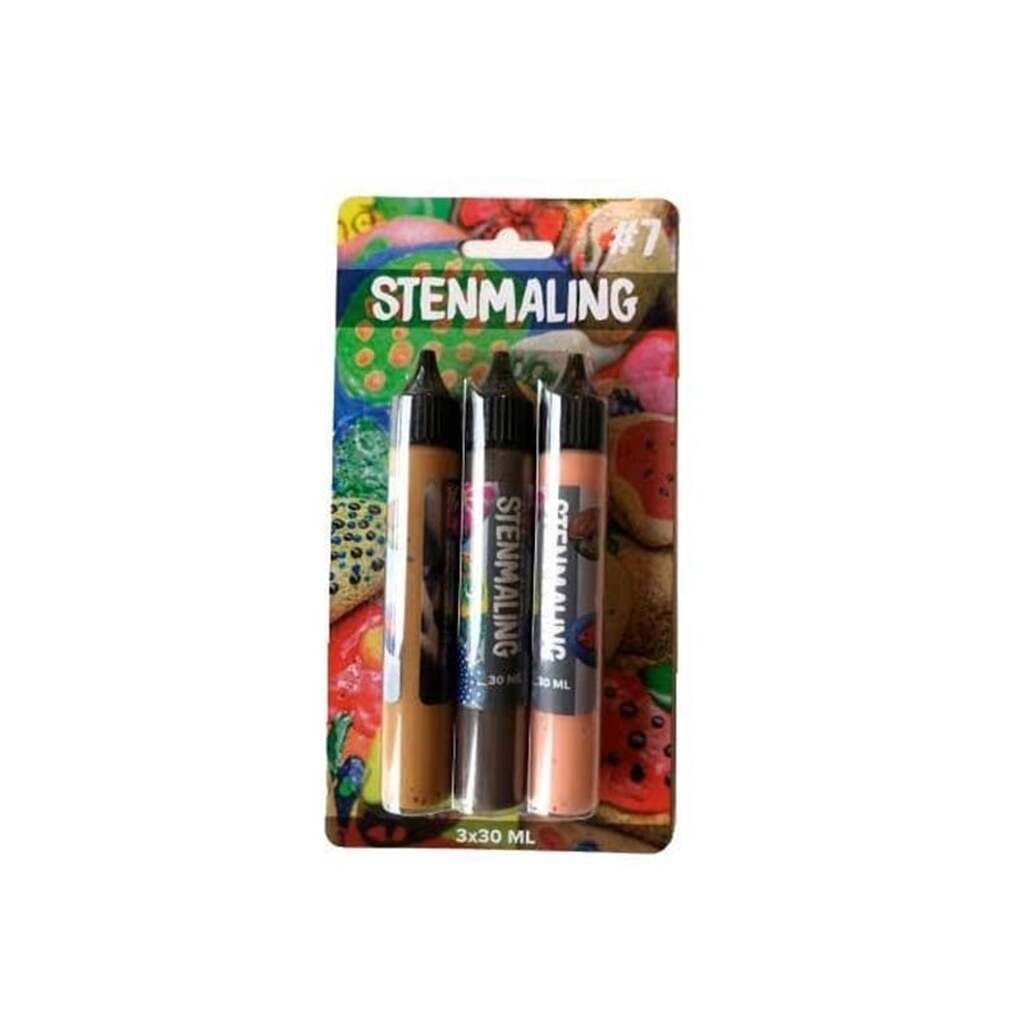 Hobby Mate Stenmaling 3*30ml. Lys brun-Brun-Laks.