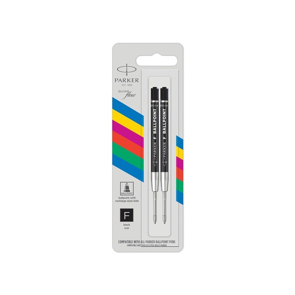 Parker Ballpoint Pen Refills | Fin spids | Sort QUINKflow-blæk | 2 Stk