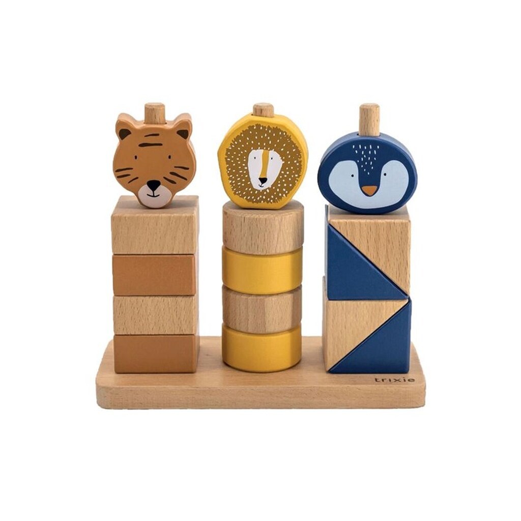 Trixie Baby Wooden Stacking Blocks Wild Animals 16pcs.