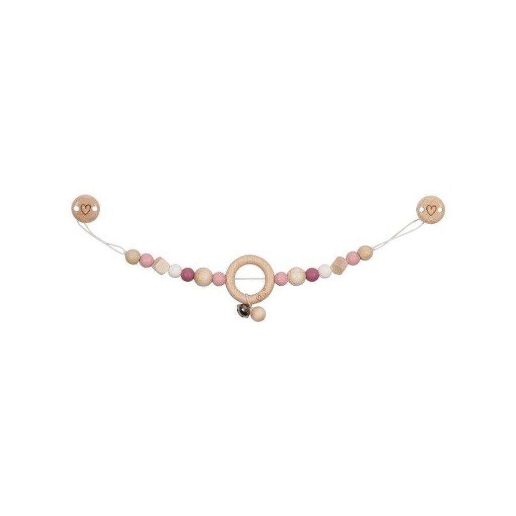 Goki Wooden Stroller Chain Heart Pink with Clips