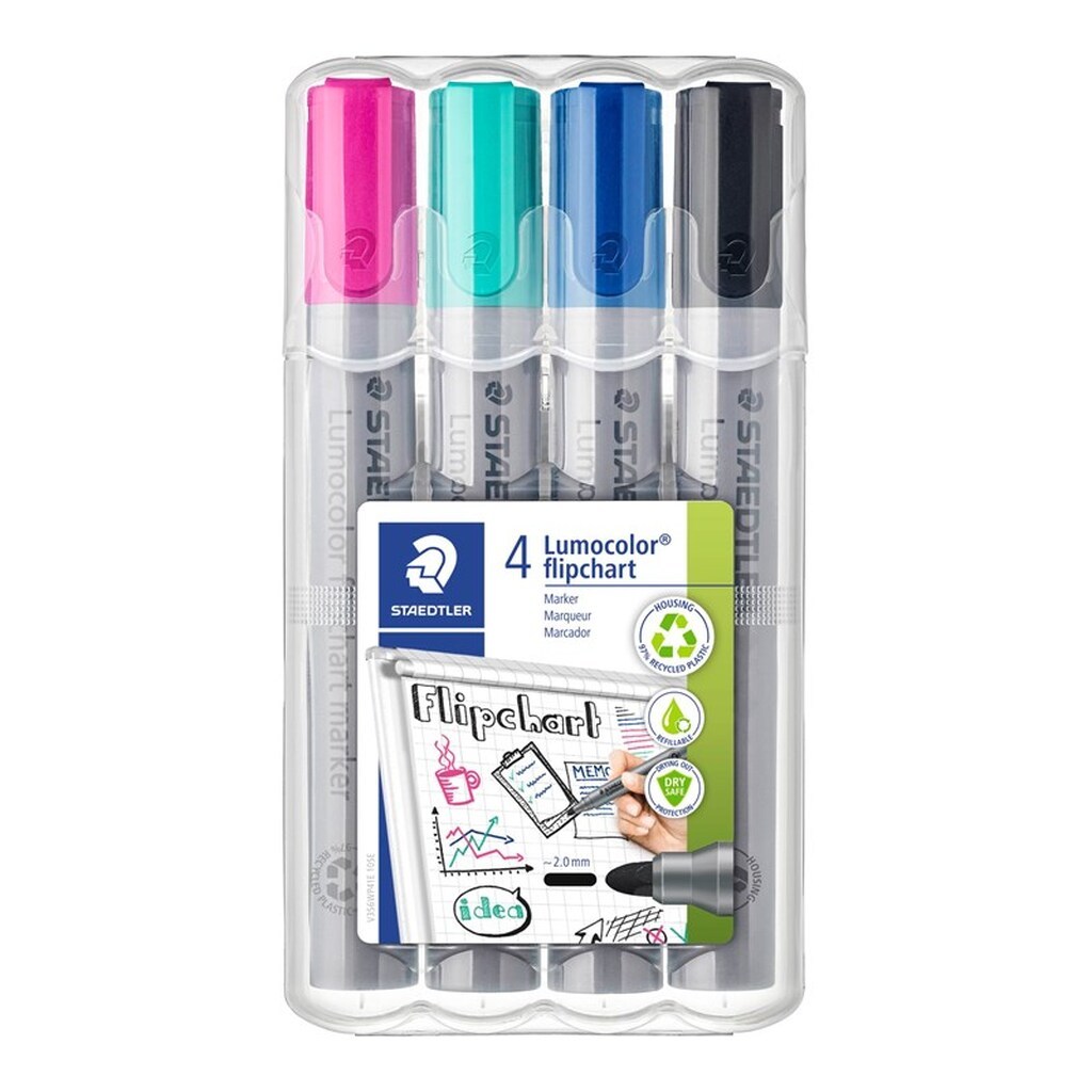 Staedtler Lumocolor Flip C-Marker 2mm 4 ass/boks